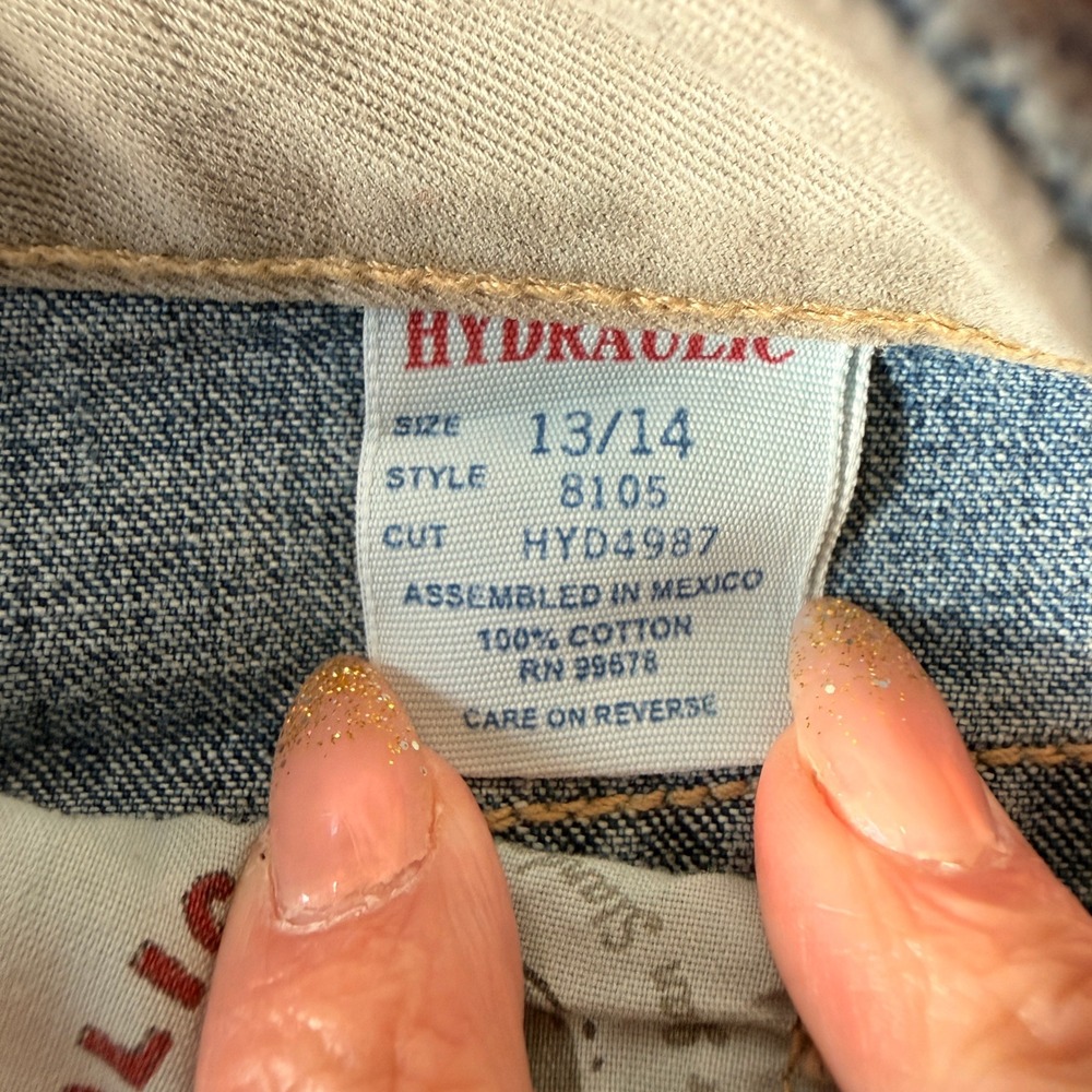 Vintage Hydraulic Women's Long Blue Denim Split Front Skirt Size 13/14‎ - Picture 4 of 8